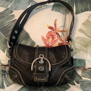 Coach black leather hand bag